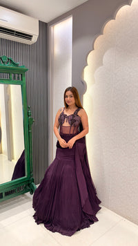 Handwork Corset Blouse with Chinon Fishcut Lehenga
