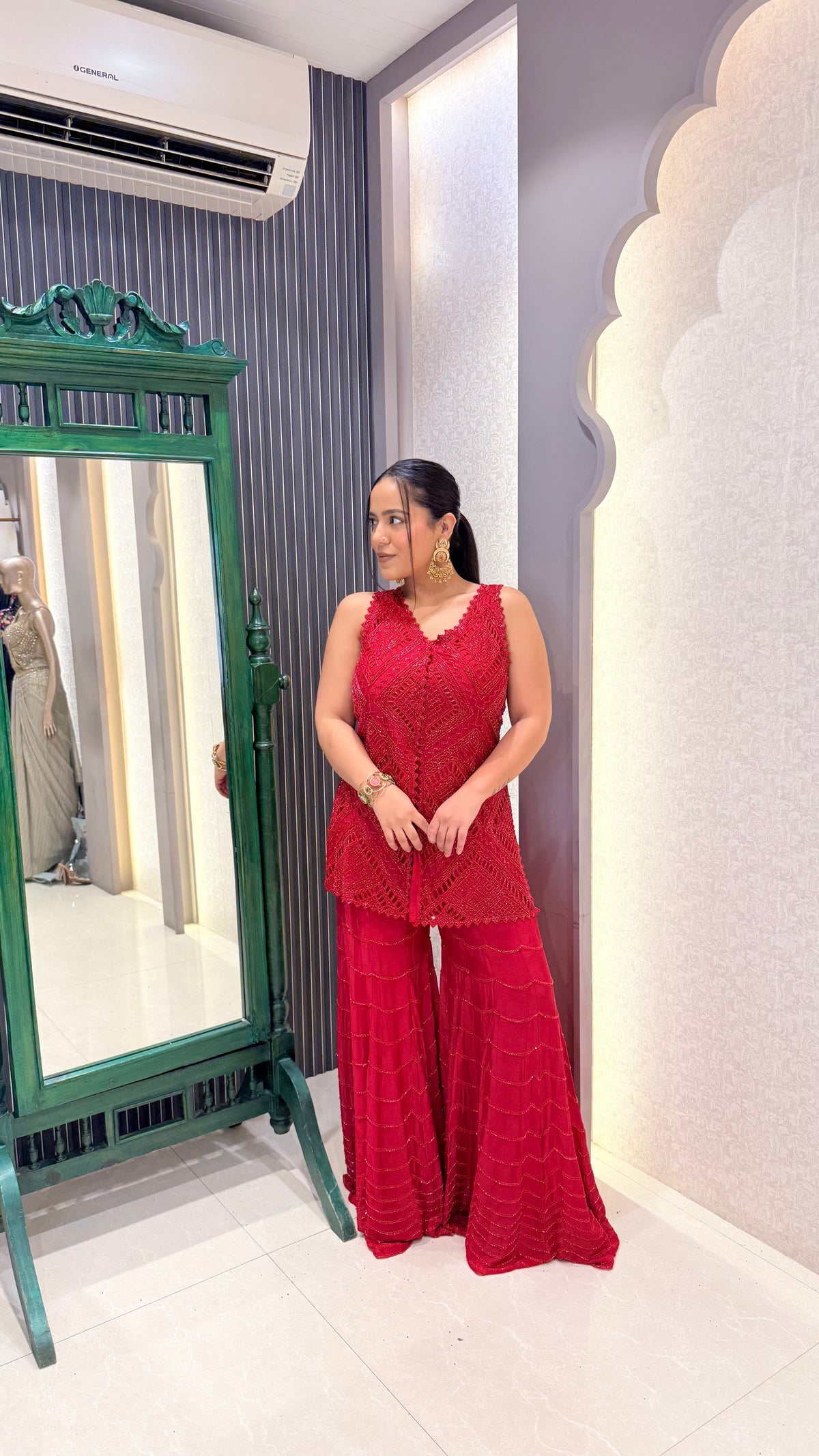 Chinon  Set with Cutwork Handwork Shirt & Heavy Garara