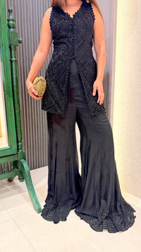 Cutwork Handwork Shirt with Garara in Chinon Fabric