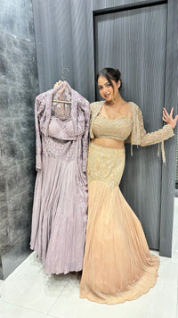 Gold fishcut Lehnga with Beads cutdana sequin zarkan detaling  – Sizes Upto 42