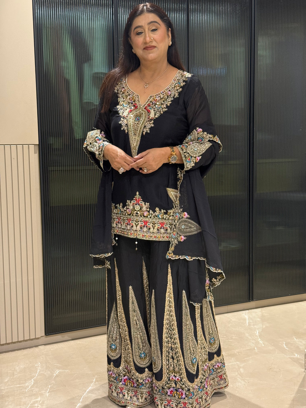 Chinon Dori Work Suit Set with Pearl Detailing | Up to Size 46