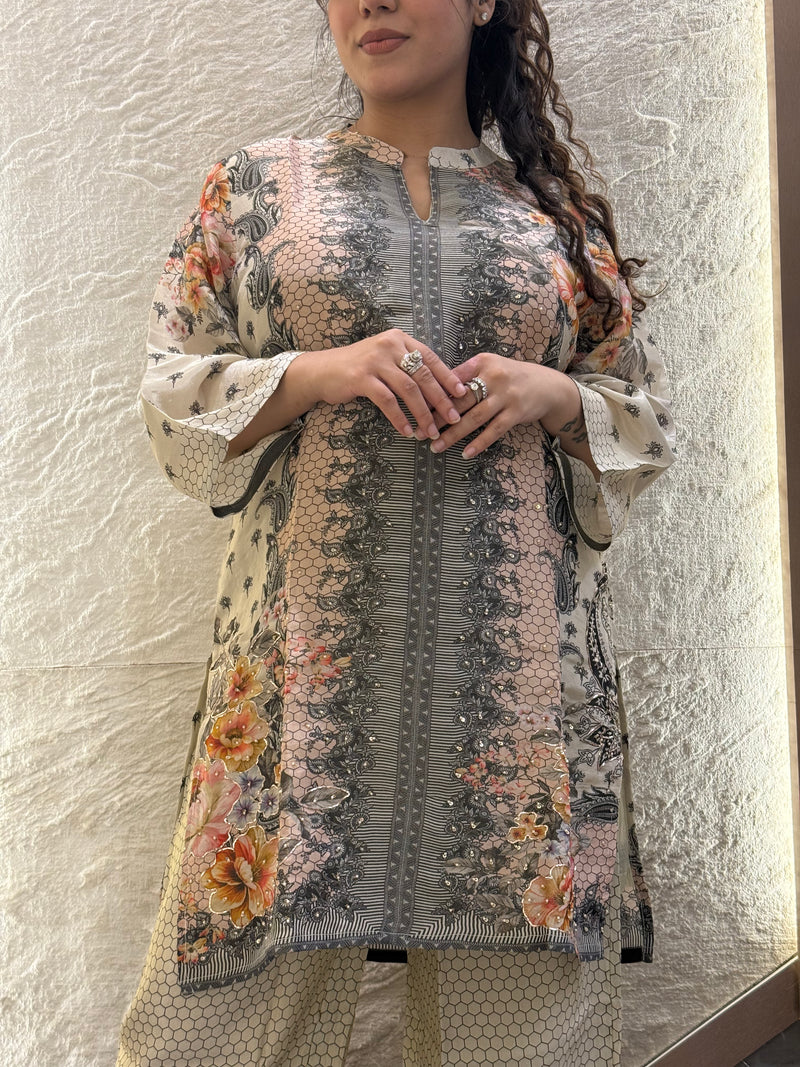 Luxe Shimmer Digital Print Co-ord Set – Effortless Glam & Style