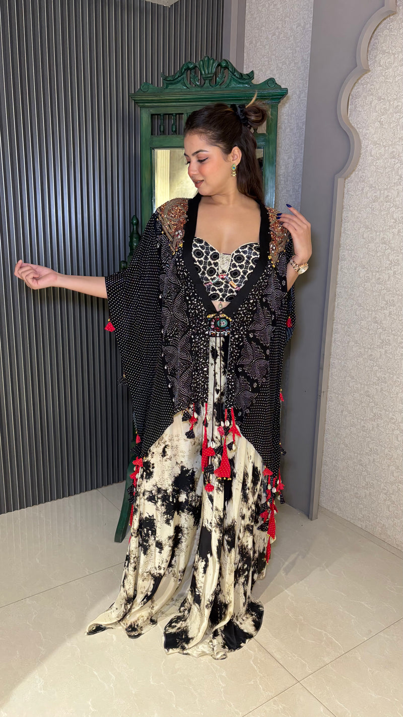 Boho Style Indo-Western with Shell Detailing & Handwork Jacket Neckline