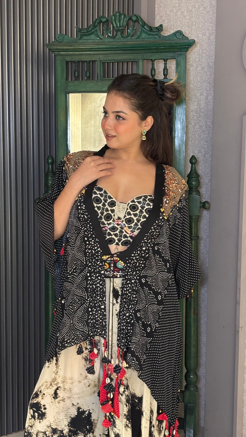 Boho Style Indo-Western with Shell Detailing & Handwork Jacket Neckline