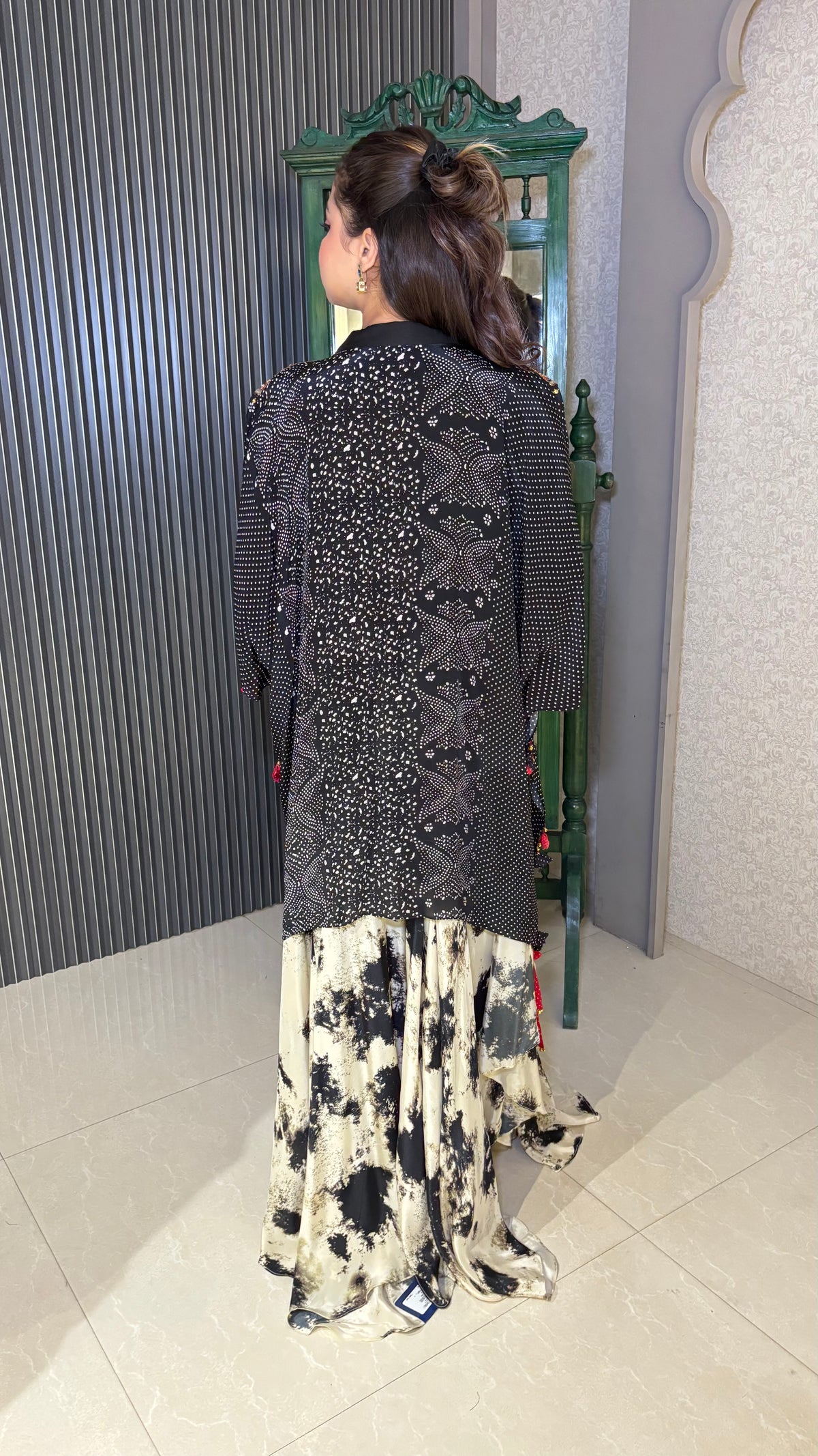 Boho Style Indo-Western with Shell Detailing & Handwork Jacket Neckline