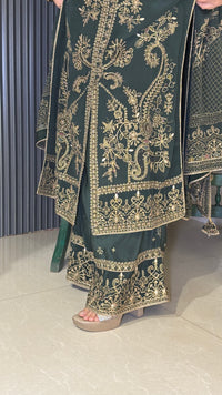 Crepe Suit with Digital Print, Zari Outline & Gotta Pasting