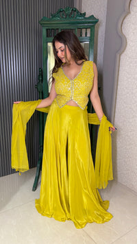Laknavi Embroidery Blouse with Crepe Bottom | Indo-Western Set