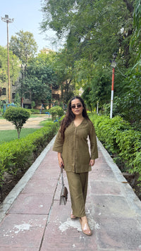 Hand Embroidered Linen Co-Ord Set for Women