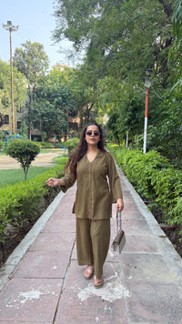 Hand Embroidered Linen Co-Ord Set for Women