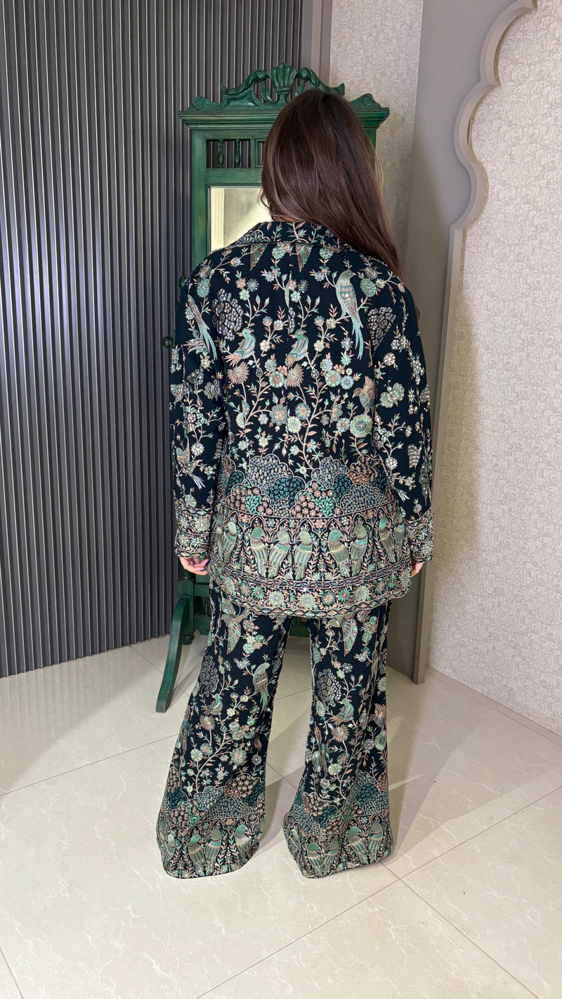 Thread Embroidered Indo-Western Set | Upto Size 44