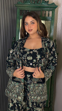 Thread Embroidered Indo-Western Set | Upto Size 44