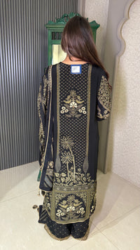 Crepe Digital Print Suit with Zari Outline & Gotta
