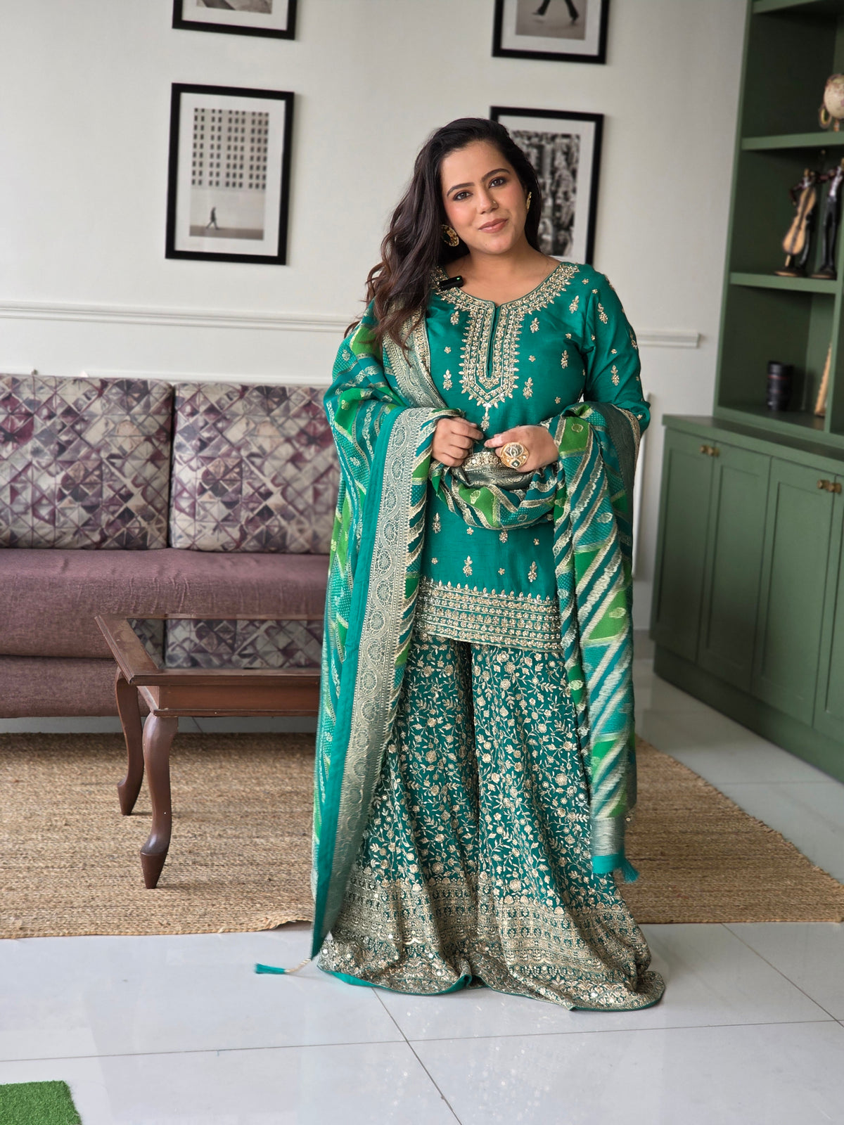 Silk shirt with dori work  Mirror Detailing banarsi duppatta neem zari work on bottoms