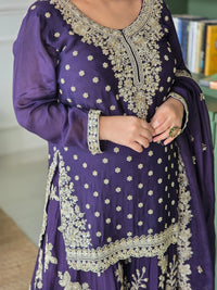 Dori Work Suit with Hand-Embellished Nalki, Cutdana, Pearls & Sequin Detailing