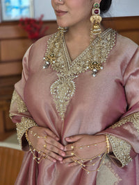 Shimmer Silk fabric Dori work with pearl detaling Farshi salwar