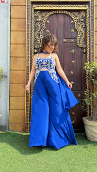 Elegant Indo-Western Crepe Ensemble with Handwork Blouse – Timeless Fusion Fashion