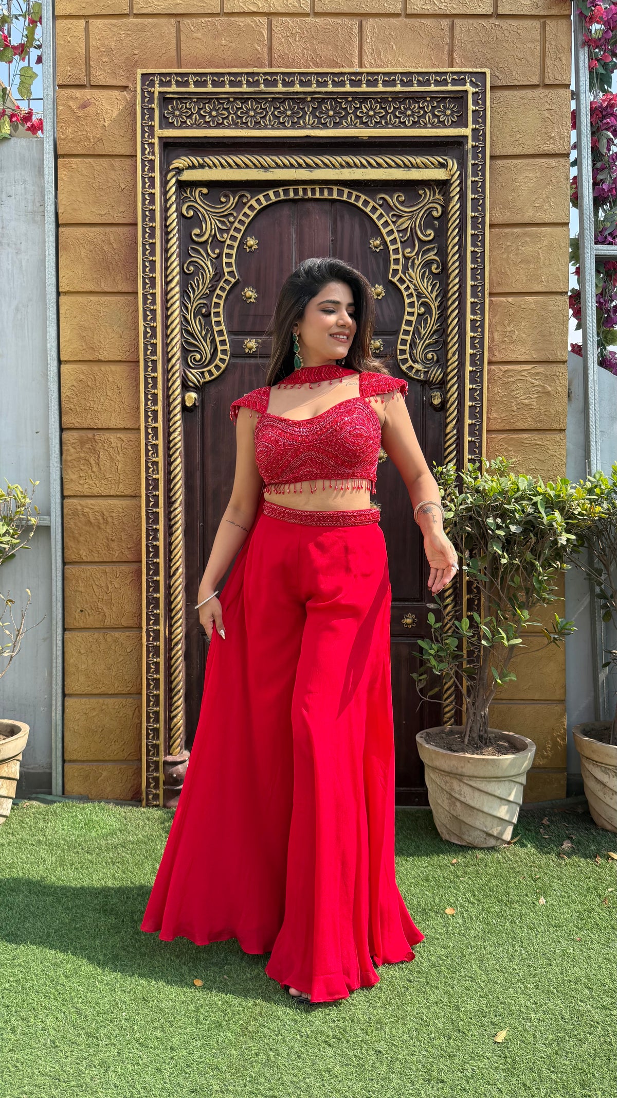 Indo-Western Handwork Blouse with Unique Sleeve Designs