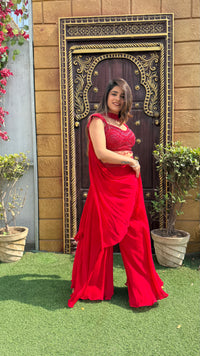 Indo-Western Handwork Blouse with Unique Sleeve Designs