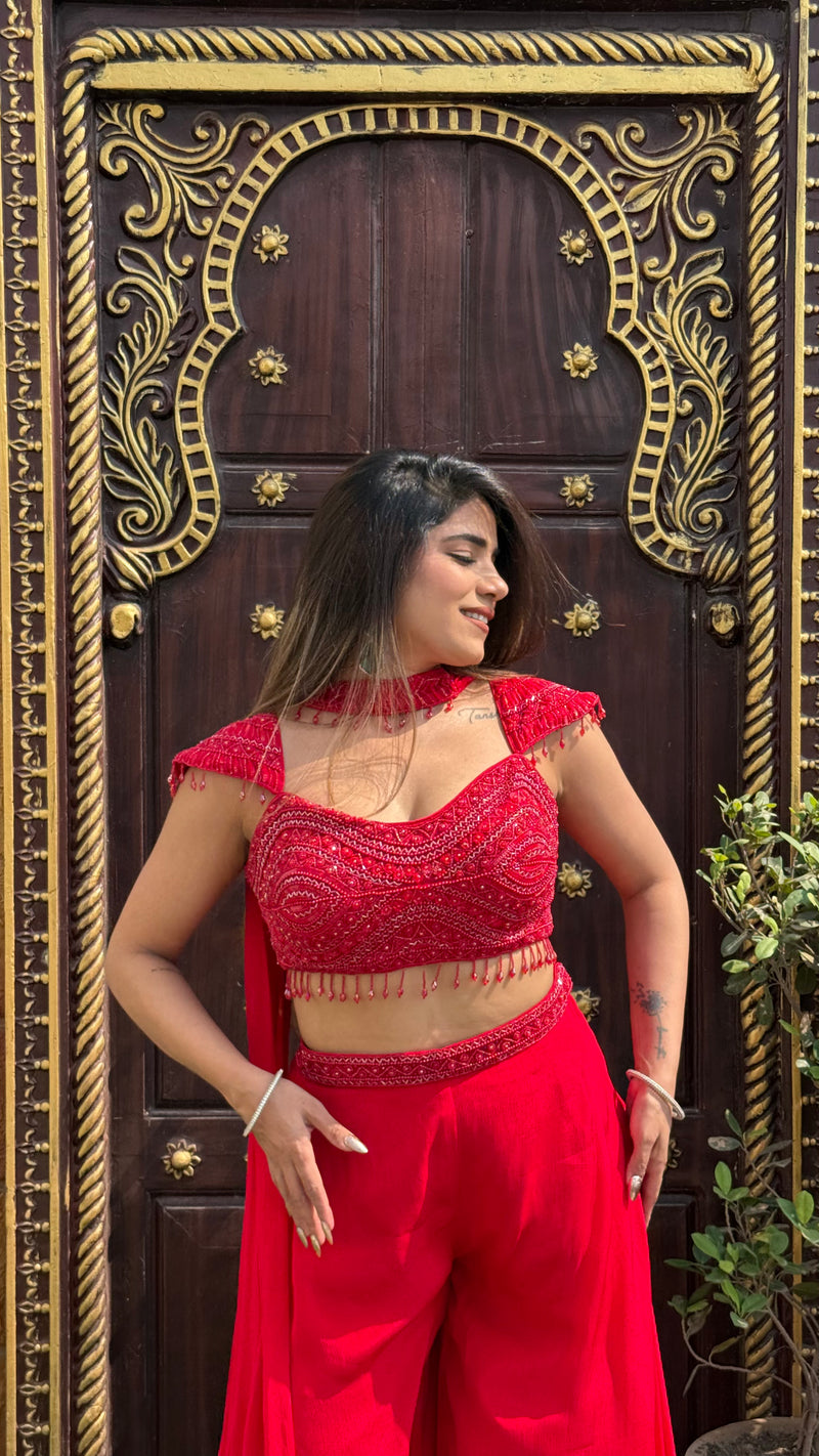 Indo-Western Handwork Blouse with Unique Sleeve Designs