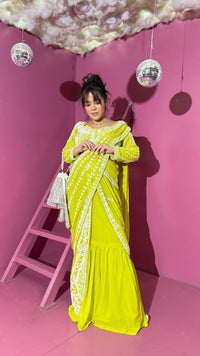 Handwork Blouse with Draped Palla Saree – Effortless Elegance & Grace