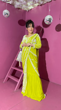Handwork Blouse with Draped Palla Saree – Effortless Elegance & Grace