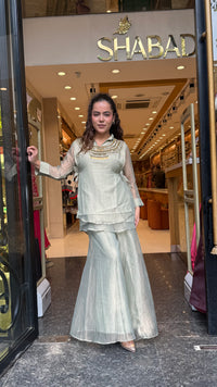 Shimmer Tissue Co-Ord Set with Metal Beads & Sequin Work