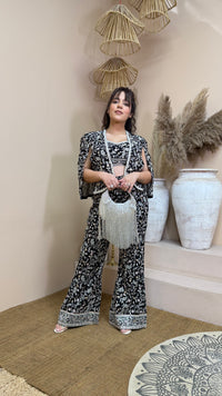 Elegant Indo-Western with White Threadwork Embroidery – Timeless Sophistication