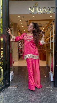 Premium Shimmer Tissue Mirror Work Co-Ord Set | Festive & Party Wear