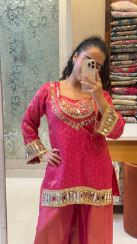 Premium Shimmer Tissue Mirror Work Co-Ord Set | Festive & Party Wear
