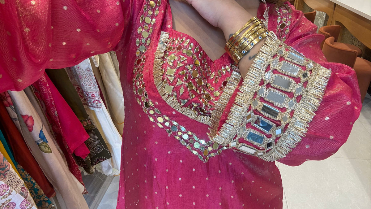 Premium Shimmer Tissue Mirror Work Co-Ord Set | Festive & Party Wear