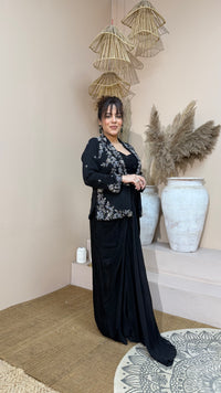 Luxury Indo-Western in Chinon Fabric with Handwork Pearls & Beads
