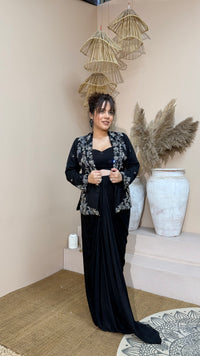 Luxury Indo-Western in Chinon Fabric with Handwork Pearls & Beads