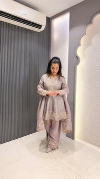 Banarasi Silk Suit Set with Gota Patti, Sequin & Dori Work