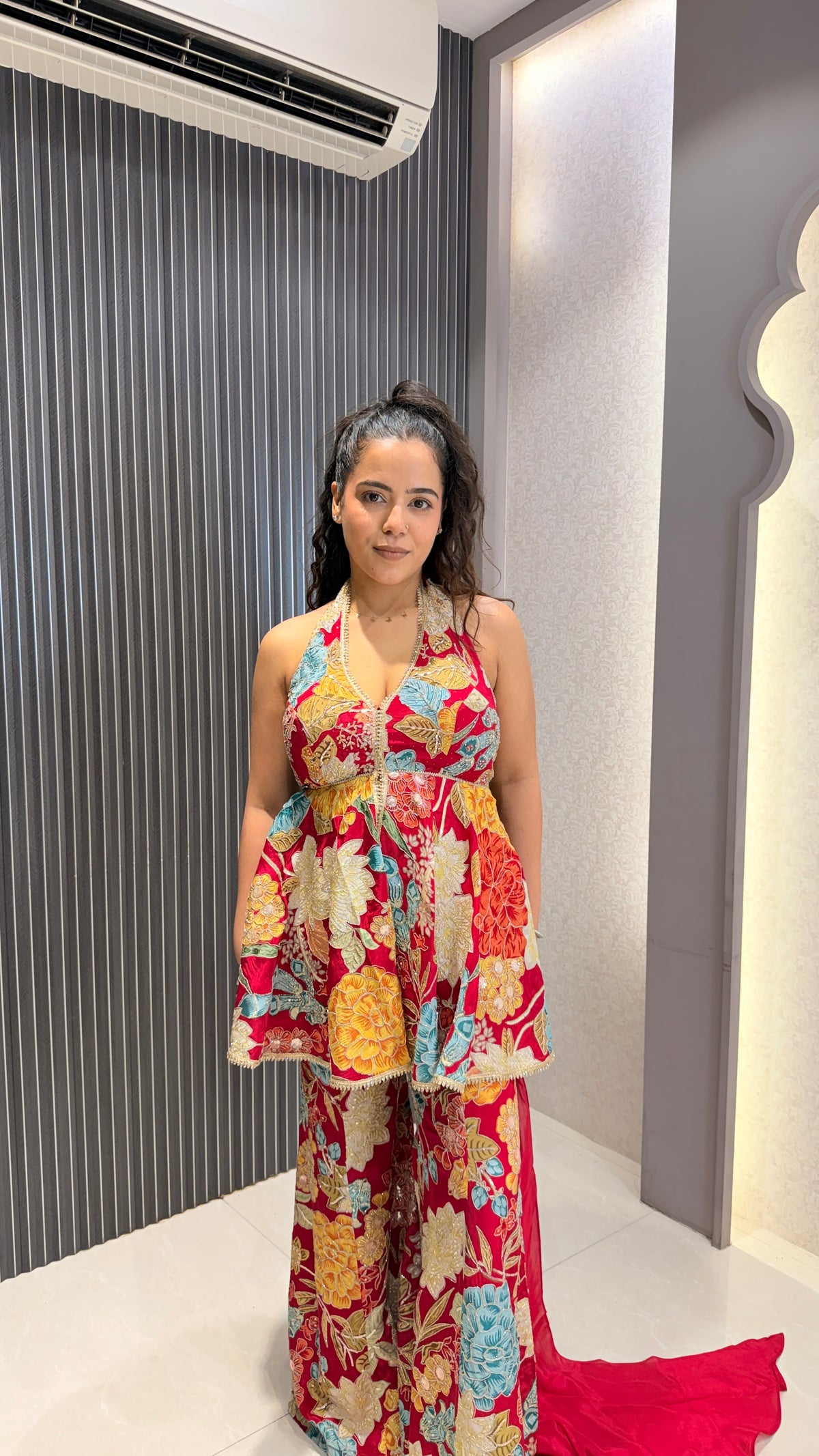 Digital Print Suit Set with Swarovski, Zari & Sequin Work