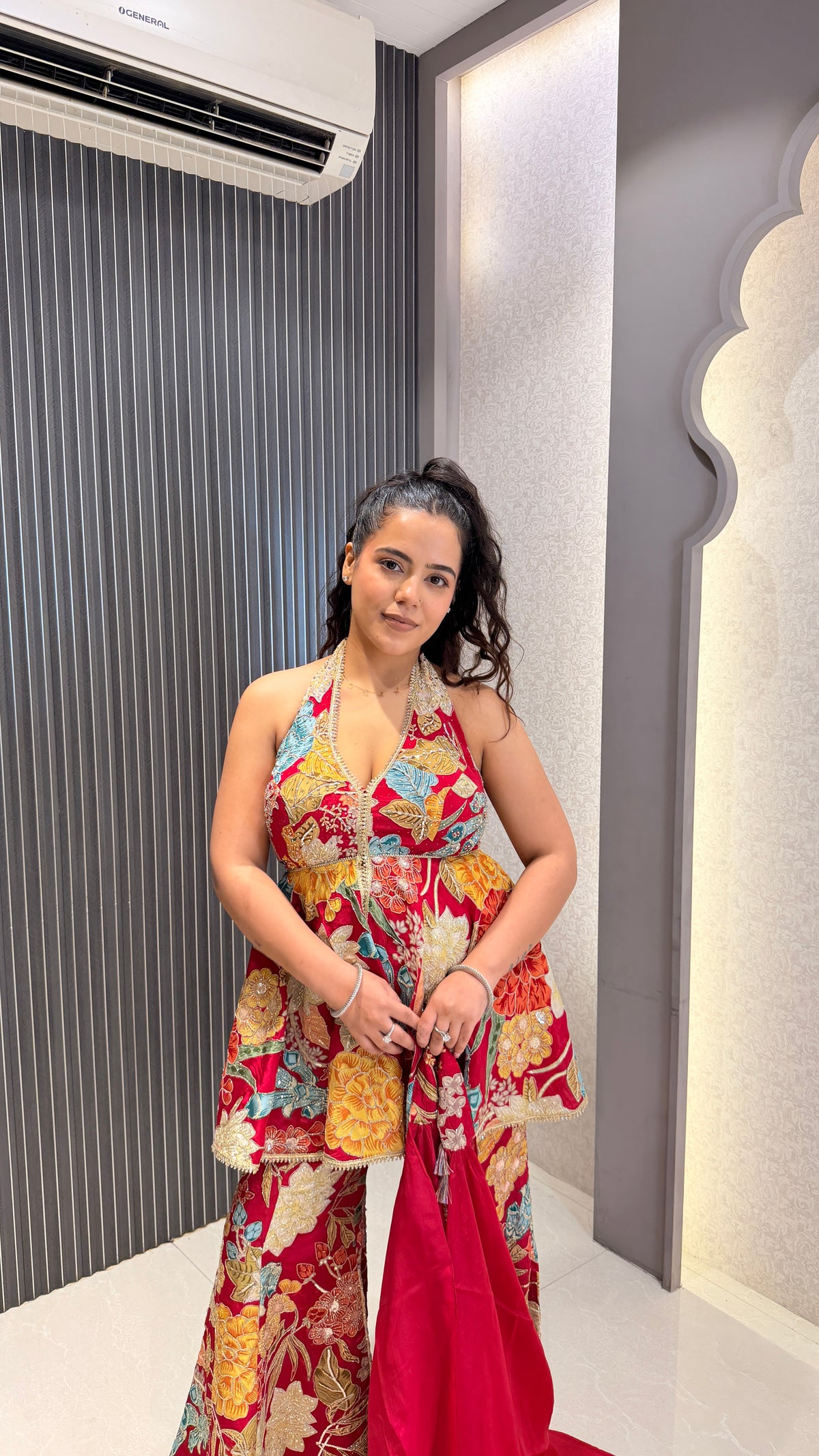 Digital Print Suit Set with Swarovski, Zari & Sequin Work