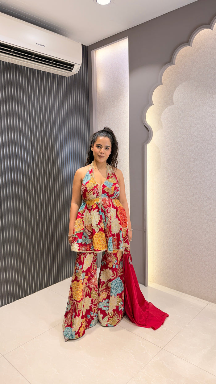 Digital Print Suit Set with Swarovski, Zari & Sequin Work