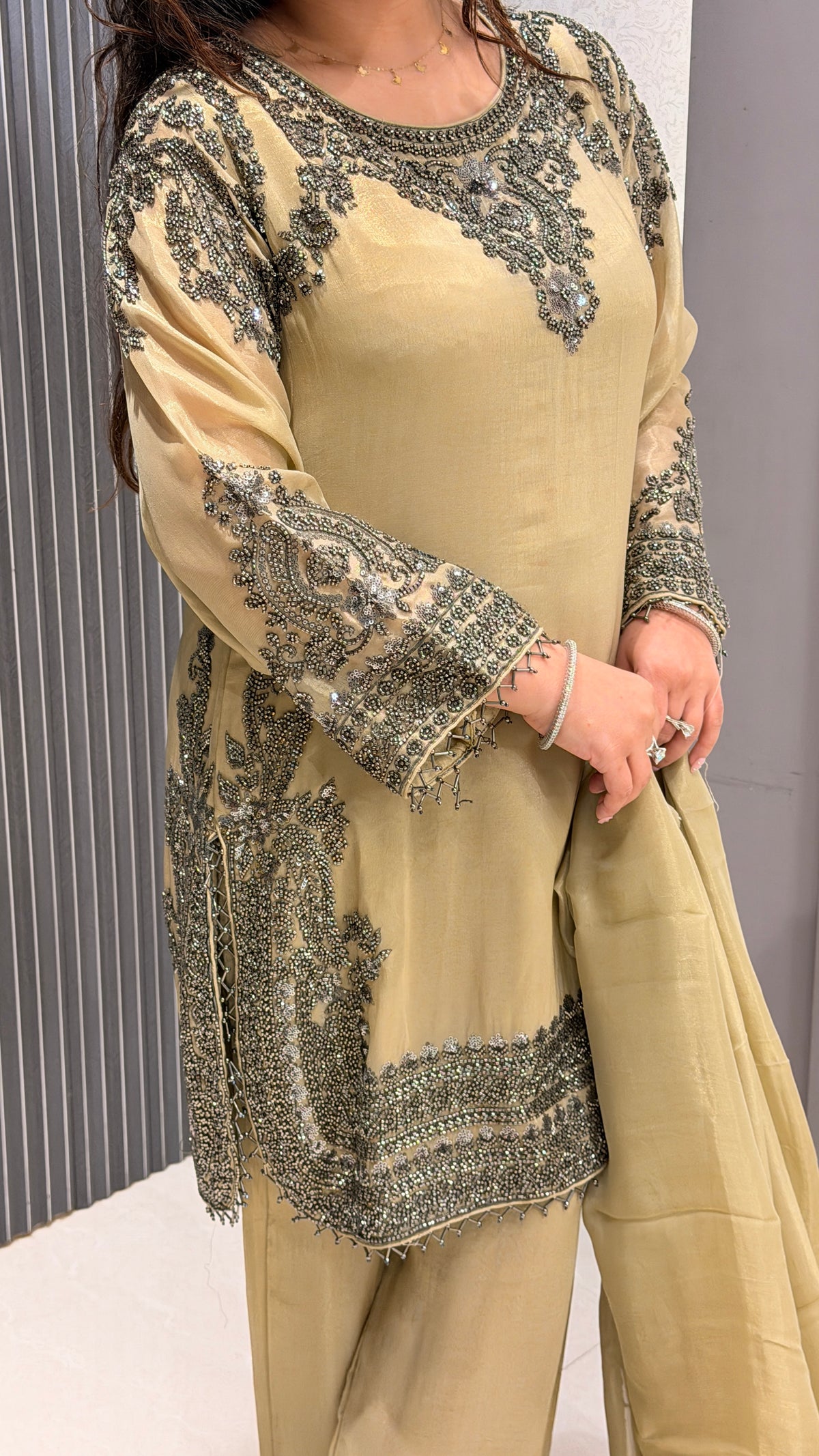 Handworked Shimmer Fabric Suit Set