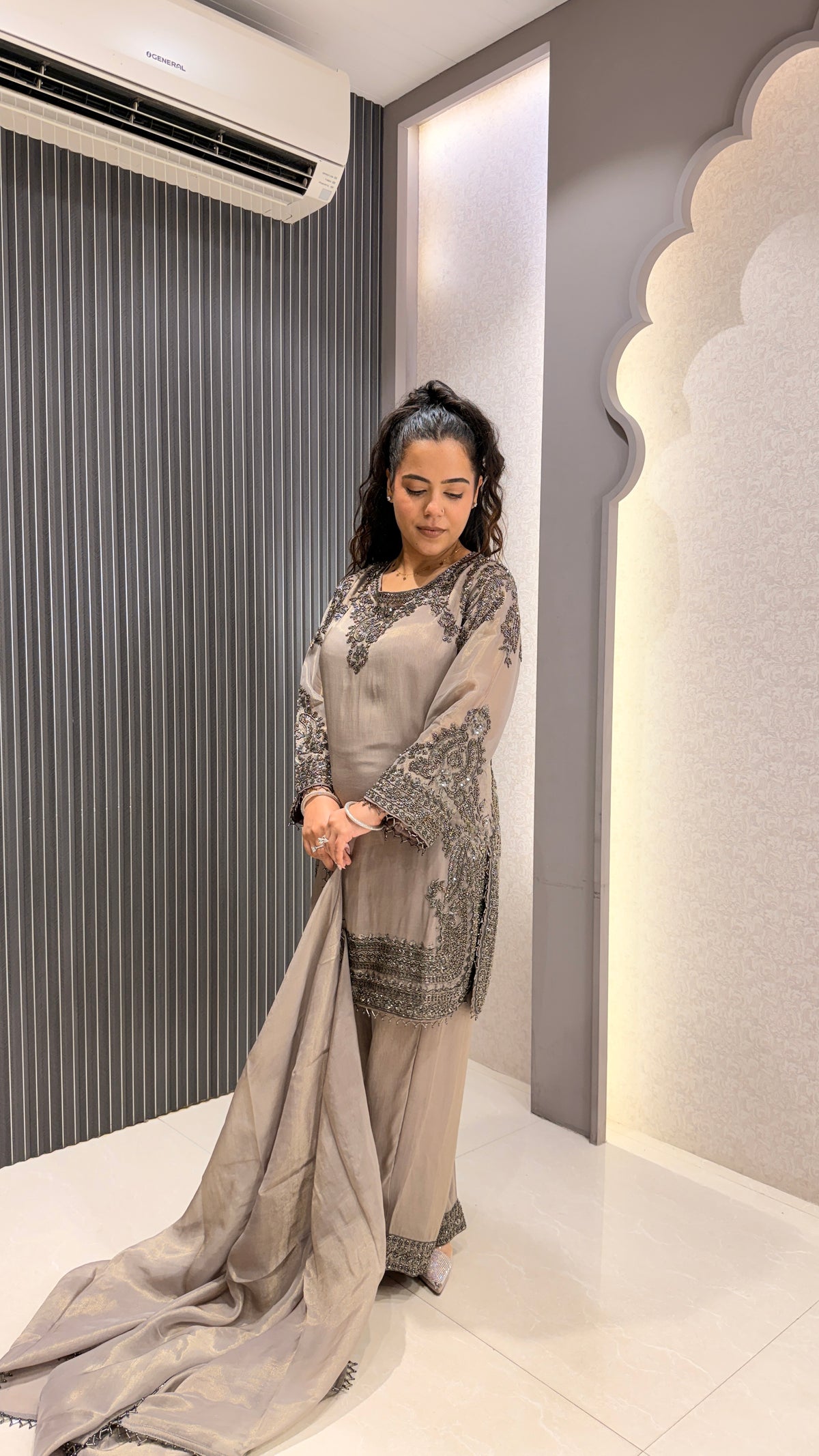 Handworked Shimmer Fabric Suit Set