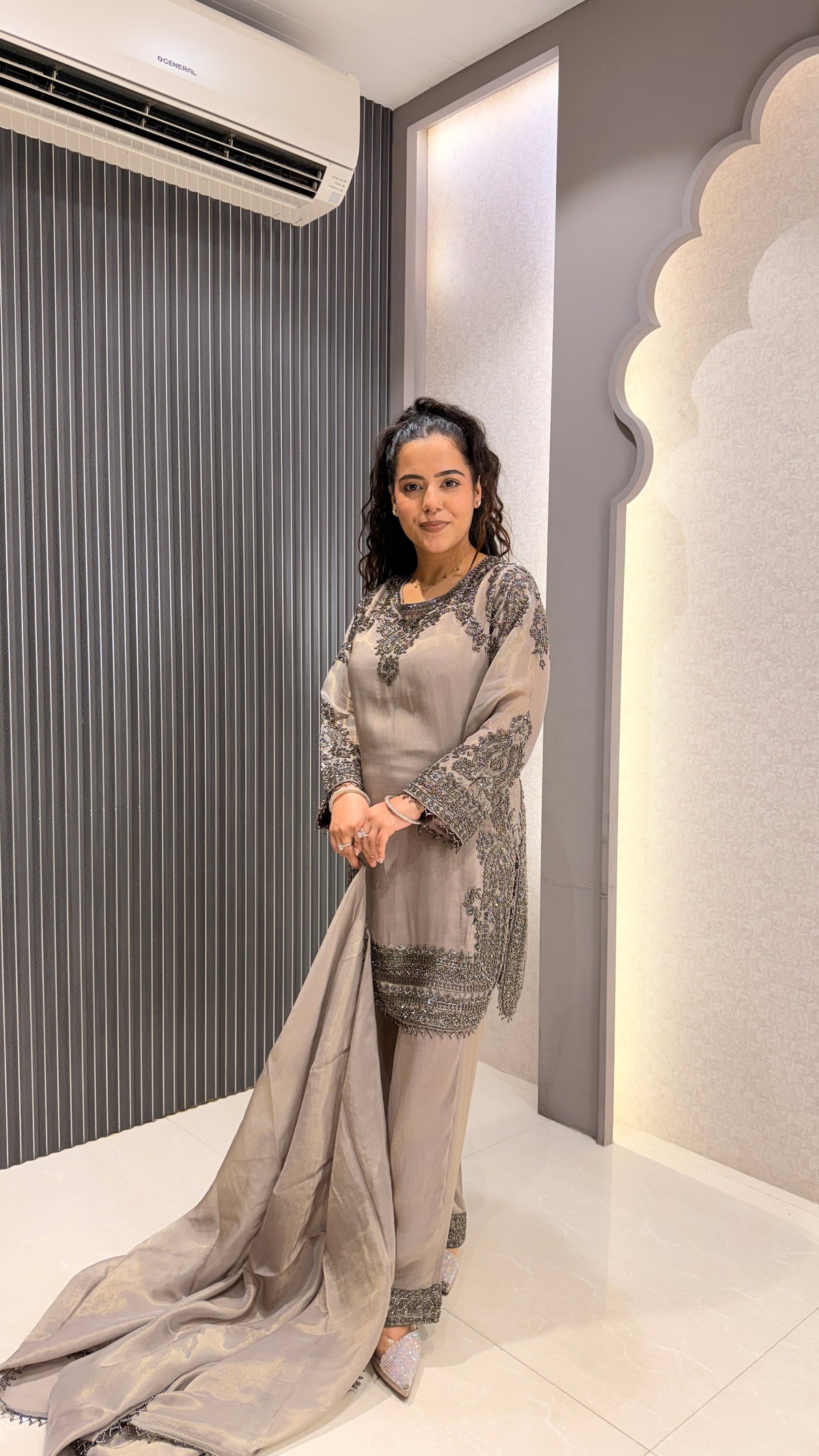 Handworked Shimmer Fabric Suit Set