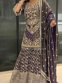 Shimmer Silk Suit with Dabka, Pearl & Sequin Zari Work | Upto Size 46 | Premium Ethnic Wear