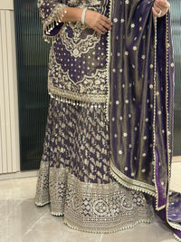 Shimmer Silk Suit with Dabka, Pearl & Sequin Zari Work | Upto Size 46 | Premium Ethnic Wear