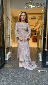 Elegant Pakistani Banarasi Silk Suit Set with Beads Work