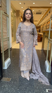 Elegant Pakistani Banarasi Silk Suit Set with Beads Work