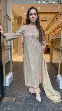Designer Pakistani Georgette Suit Set with Sequin Shirt & Beads Work