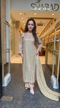 Designer Pakistani Georgette Suit Set with Sequin Shirt & Beads Work