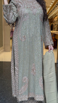 Designer Pakistani Georgette Suit Set with Sequin Shirt & Beads Work