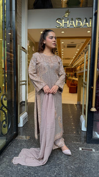 Designer Pakistani Georgette Suit Set with Sequin Shirt & Beads Work