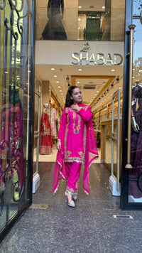 Premium Silk Suit Set with Gold Dori & Mirror Work