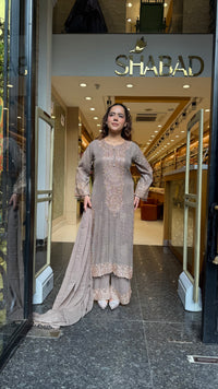 Luxury Pakistani Georgette Suit Set with Sequin & Beads Work