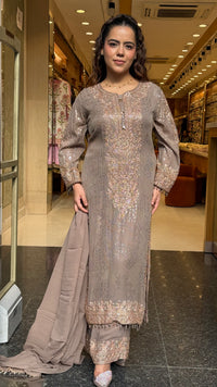 Luxury Pakistani Georgette Suit Set with Sequin & Beads Work